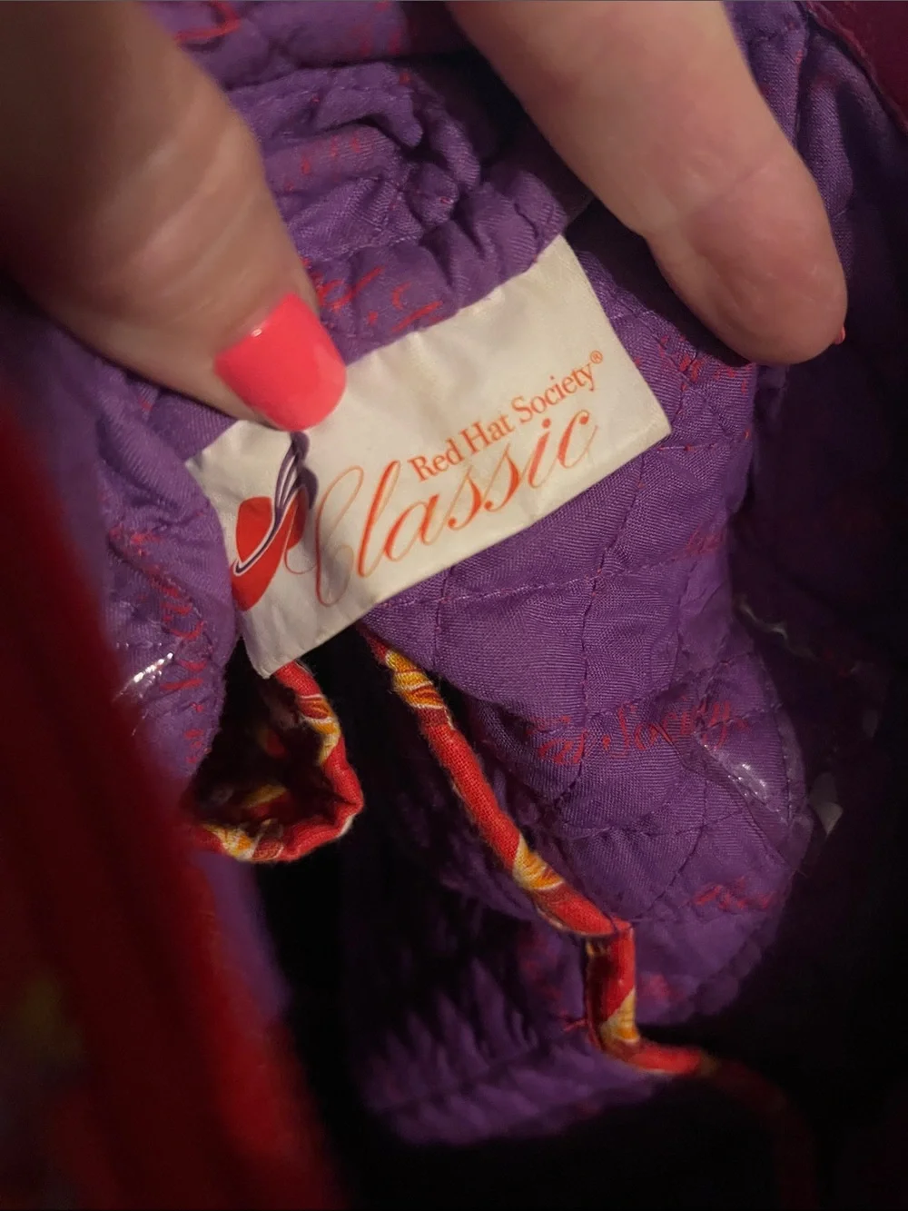 Vintage 2005 Quilted Red Hat Society Tote/Purse/Bag
